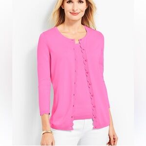 Talbots Size M Pink CHARMING CARDIGAN - SCALLOPED EDGE